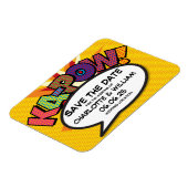 KA-POW Save the Date Spaß Moderne Farben Magnet (Linke Seite)