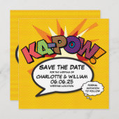 KA-POW Save the Date Spaß Retro Comic Pop Kunst (Vorne/Hinten)