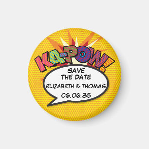 KA-POW Termin bekannt geben Lustige Retro-Comic- P Magnet