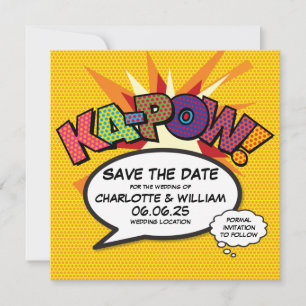 KA-POW Termin vormerken Lustige Retro-Comic- Pop-A Save The Date