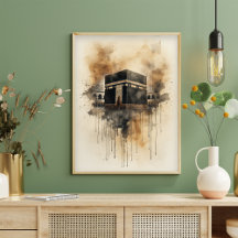 Kaaba Aquarell-Kunst – Heiliges islamisches Symbol