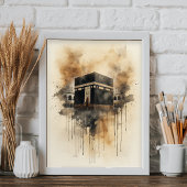 Kaaba Watercolor Art – Sacred Islamic Symbol Poster