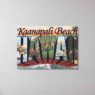 Kaanapali Beach, Hawaii - Große Briefmarkenszenen Leinwanddruck