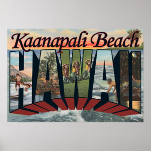 Kaanapali Beach, Hawaii - Große Briefmarkenszenen Poster