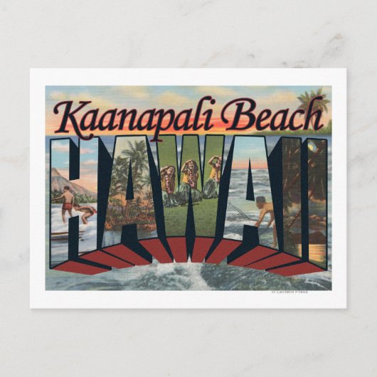 Kaanapali Beach, Hawaii - Große Briefmarkenszenen Postkarte (Vorderseite)