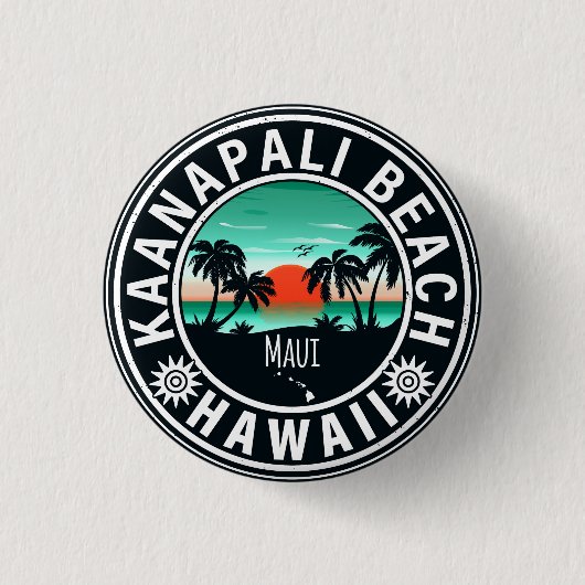 Ka'anapali Beach Hawaii Retro Sunset Souvenirs 60e Button (Vorderseite)