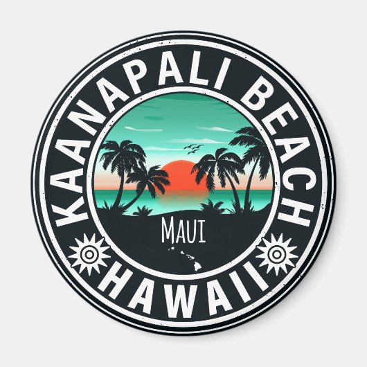 Ka'anapali Beach Hawaii Retro Sunset Souvenirs 60e Magnet (Vorne)