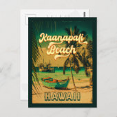 Ka'anapali Beach Hawaii Vintag Palm Tree Souvenir Postkarte (Vorne/Hinten)
