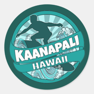 Kaanapali Hawaii aquamarine Surfer Logo Aufkleber