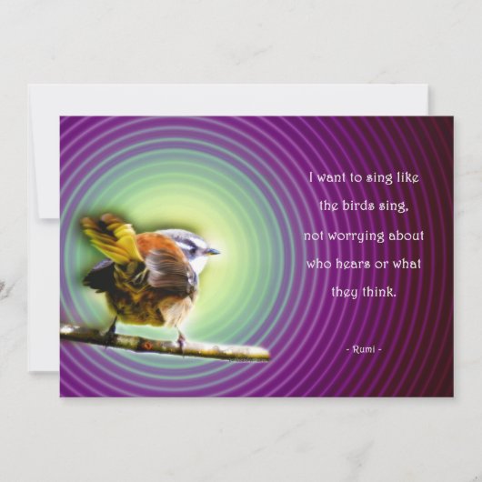 Kaart enkel met gedicht Rumi - Sing like the birds (Vorderseite)