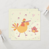 kaart felicitatie kip met dwarsfluit karte (Vorderseite/Rückseite Beispiel)