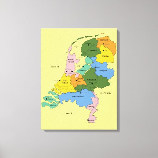 Kaart van Nederland Leinwanddruck (Vorderseite)