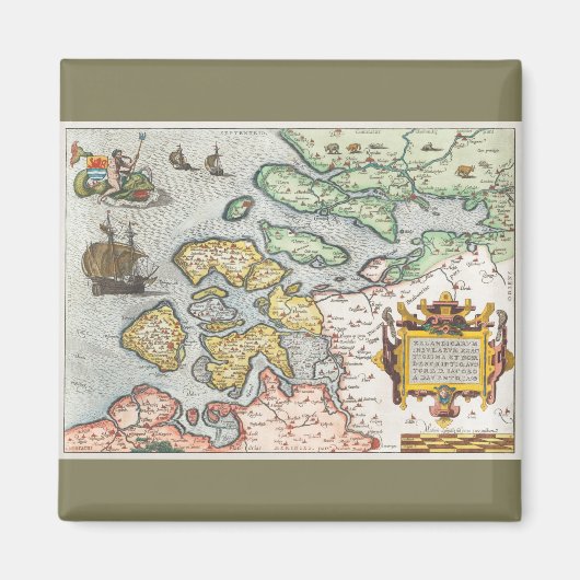 Kaart van Zeeland (1592) von Frans Hogenberg. Magnet (Vorne)