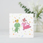 kaart verjaardag 2 poezen 2 vogeltjes karte (Stehend Vorderseite)