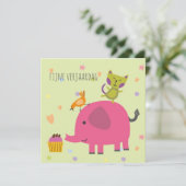 kaart verjaardag olifantje poes en cupcake karte (Stehend Vorderseite)