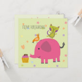 kaart verjaardag olifantje poes en cupcake karte (Vorderseite/Rückseite Beispiel)