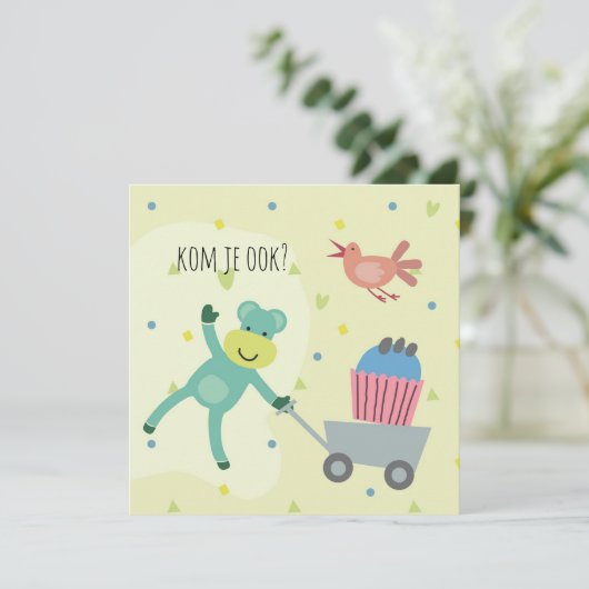 kaart verjaardag uitnodiging aapje cupcake karte (Stehend Vorderseite)