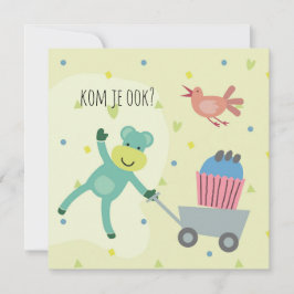 kaart verjaardag uitnodiging aapje cupcake karte