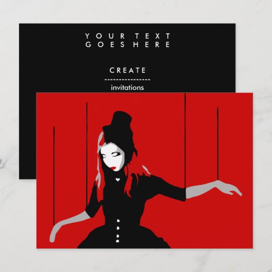 Kabarettmarionette Einladung (Vorne/Hinten)