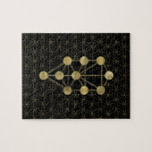 Kabbalah der Baum des Leben-Goldes auf Schwarzem Puzzle (Horizontal)