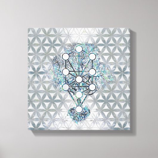 Kabbalah Der Baum des Lebens Abalone Muschel und P Leinwanddruck (Vorderseite)