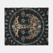 Kabbalah Der Baum des Lebens Abalone und Gold Fleecedecke (Vorderseite (Horizontal))