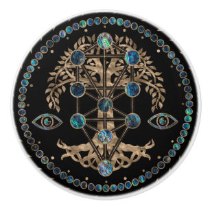 Kabbalah Der Baum des Lebens Abalone und Gold Keramikknauf