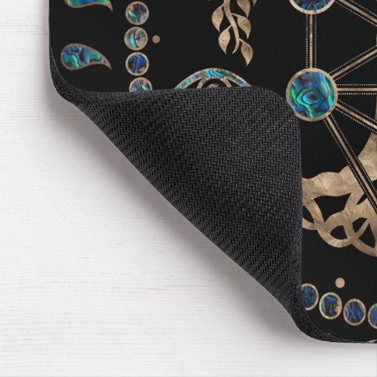 Kabbalah Der Baum des Lebens Abalone und Gold Mousepad (Ecke)