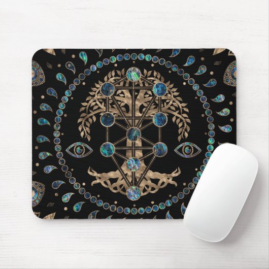 Kabbalah Der Baum des Lebens Abalone und Gold Mousepad (Mit Mouse)