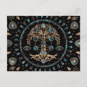 Kabbalah Der Baum des Lebens Abalone und Gold Postkarte