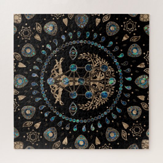Kabbalah Der Baum des Lebens Abalone und Gold Puzzle (Horizontal)
