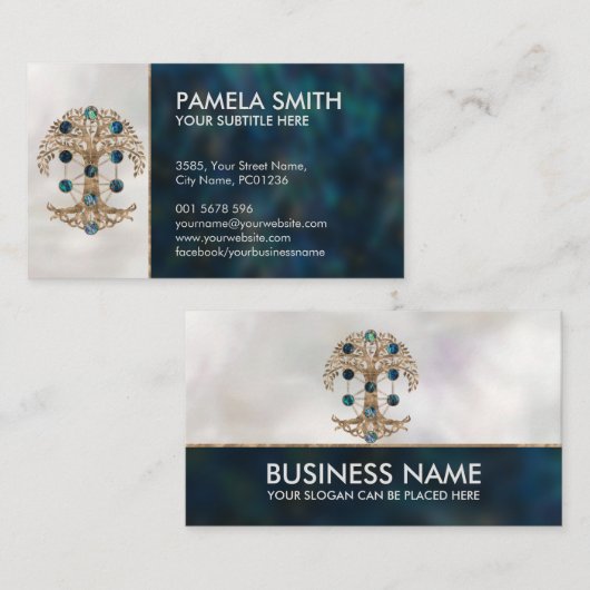 Kabbalah Der Baum des Lebens Abalone und Gold Visitenkarte (Vorne/Hinten)