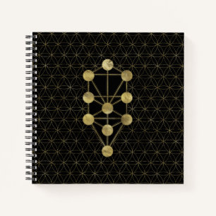 Kabbalah Der Baum des Lebens Gold auf schwarz Notizblock