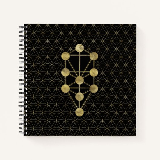 Kabbalah Der Baum des Lebens Gold auf schwarz Notizblock (Vorderseite)