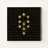 Kabbalah Der Baum des Lebens Gold auf schwarz Notizblock (Rückseite)
