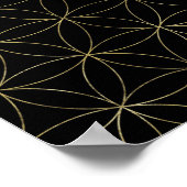 Kabbalah Der Baum des Lebens Gold auf schwarz Poster (Ecke)