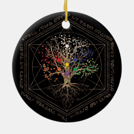 Kabbalah Der Baum des Lebens Keramik Ornament (Hinten)