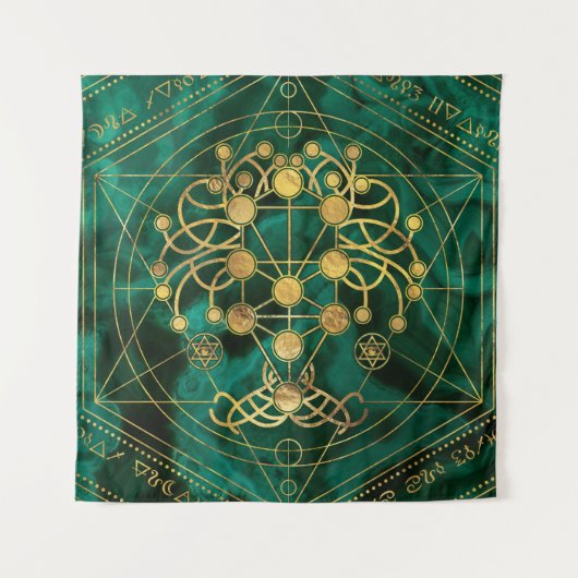Kabbalah Der Baum des Lebens - Malachit Wandteppich (Vorderseite)