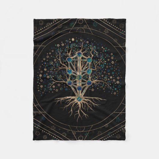 Kabbalah Der Baum des Lebens Marmor und Gold Fleecedecke (Vorderseite)