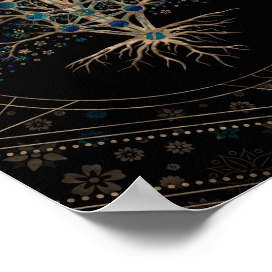 Kabbalah Der Baum des Lebens Marmor und Gold Poster (Ecke)