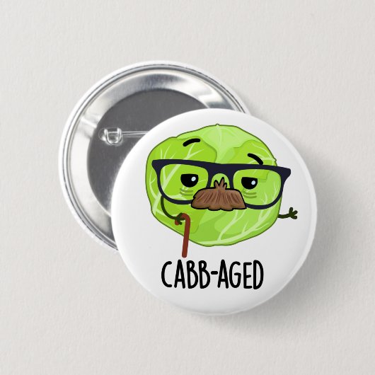 Kabbenalter Funny Old Veggie Cabbage Pun Button (Vorne & Hinten)