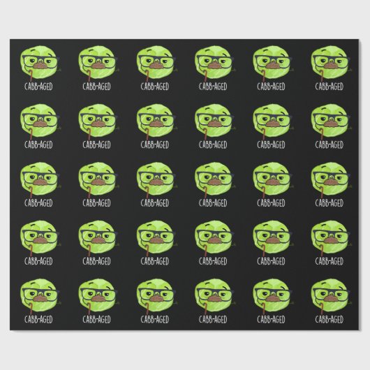 Kabbenalter Funny Old Veggie Cabbage Pun Dark BG Geschenkpapier (Flach)