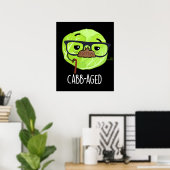Kabbenalter Funny Old Veggie Cabbage Pun Dark BG Poster (Heimbüro)