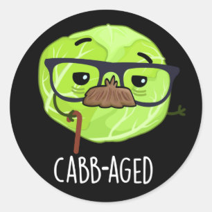 Kabbenalter Funny Old Veggie Cabbage Pun Dark BG Runder Aufkleber