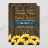 KABELBLAUE RUSTISCHE SONNENBLUMENANLAGE EINLADUNG (Vorne/Hinten)