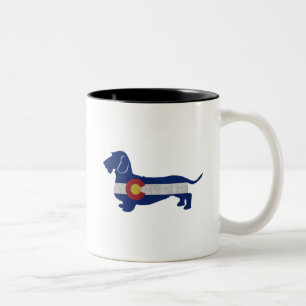 Kabelhaarige Dackel Colorado Flag Silhouette Zweifarbige Tasse