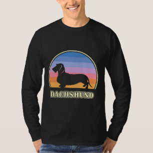 Kabelhaarige Dackel Vintager Sonnenuntergang T-Shirt