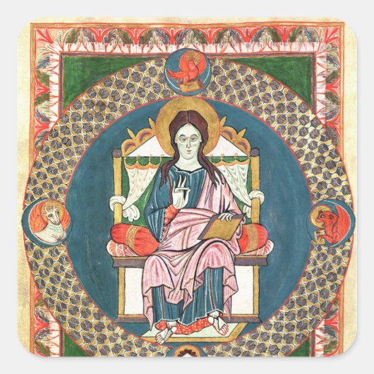 Kabeljau. 1948 Christus in Majestät Quadratischer Aufkleber (Vorderseite)