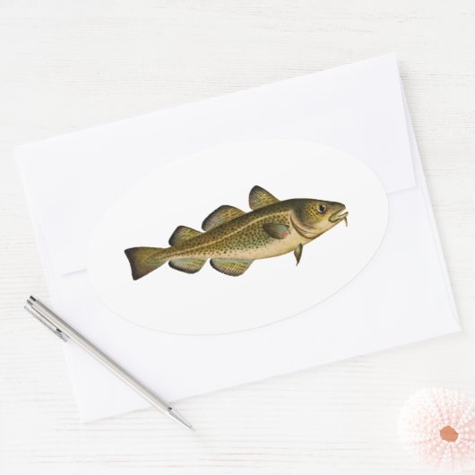 Kabeljau Ovaler Aufkleber (Umschlag)