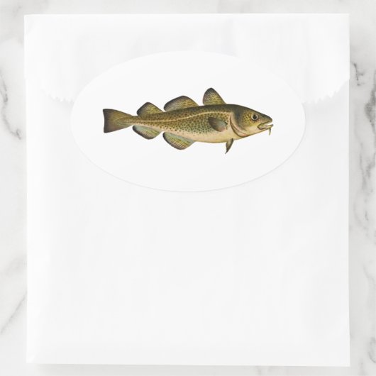 Kabeljau Ovaler Aufkleber (Tasche)
